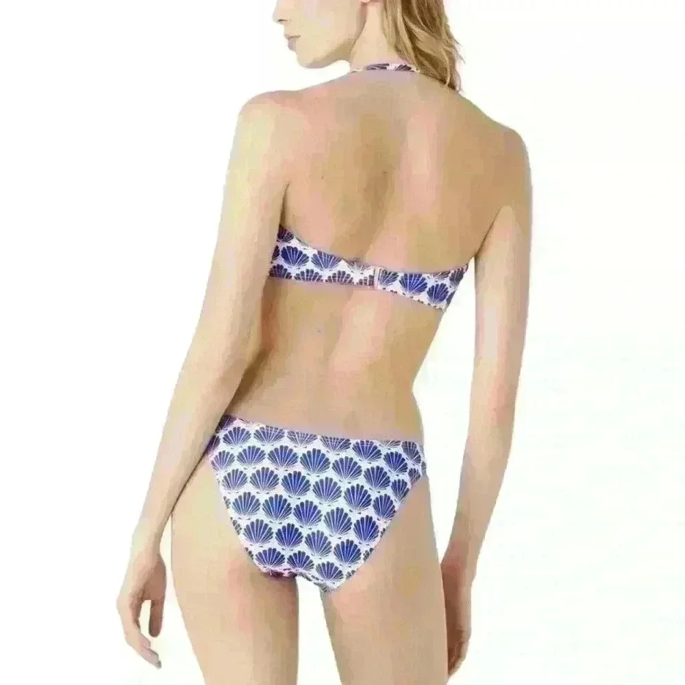 Kate Spade NWT Bikini Set Blueberry Colored Shells on a White Background Size M - Picture 2 of 15